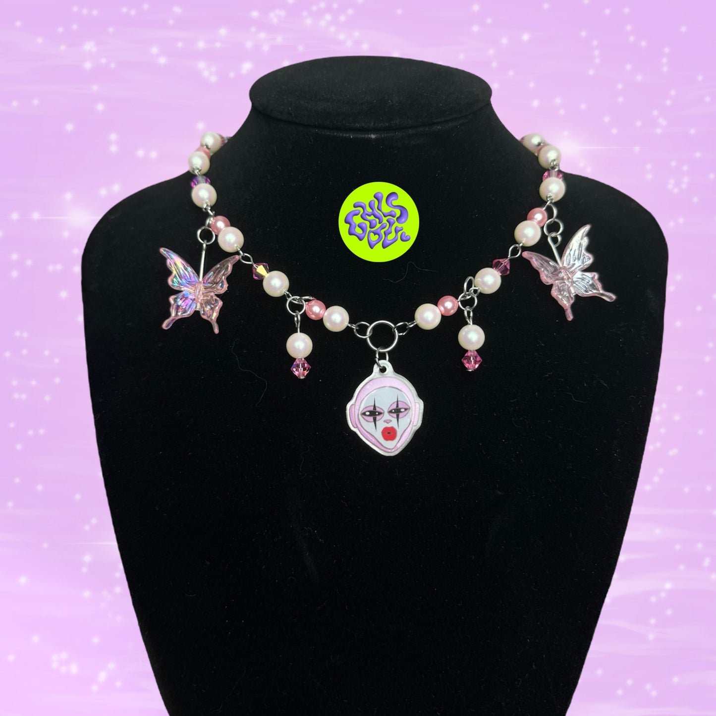 Ghoul beaded pink necklace (var.4)