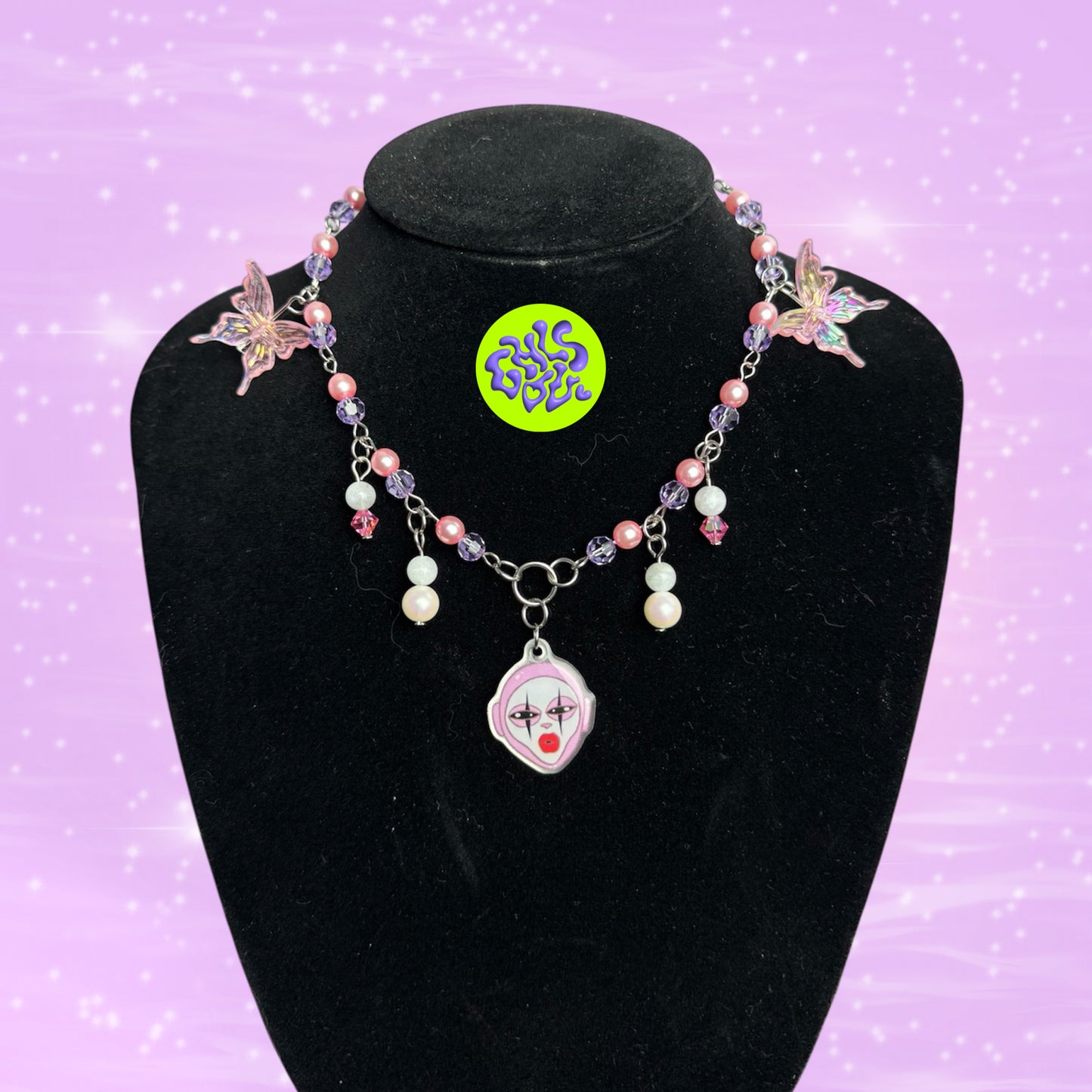 Ghoul beaded pink necklace (var.5)