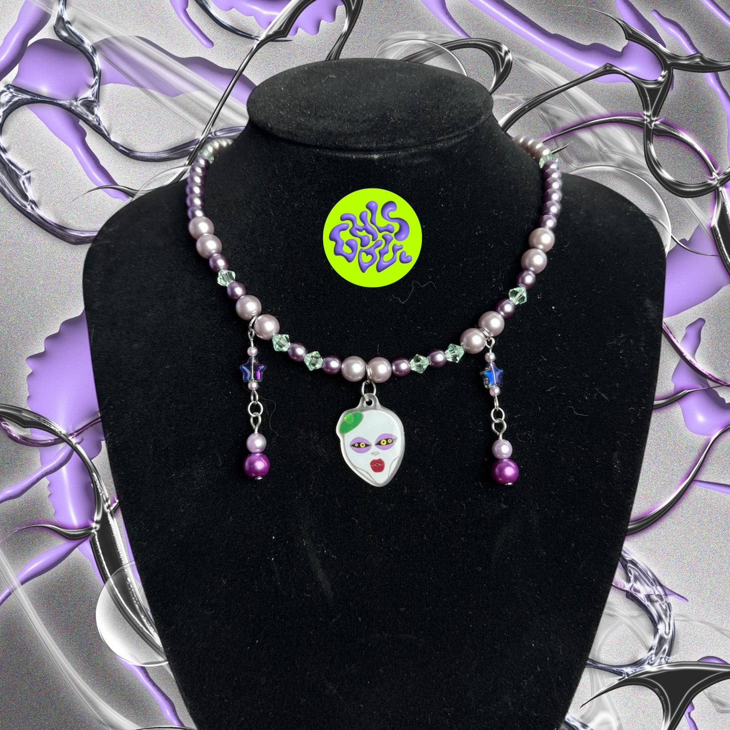 Ghoul beaded purple necklace (var.8)